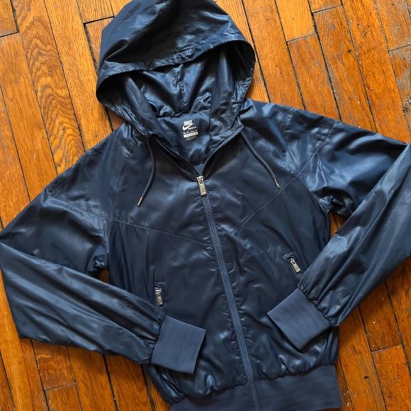 Vintage Y2K‎ Nike Sportswear Women's Dark Slate Blue Zip Up Hooded Track Jacket - Picture 2 of 5